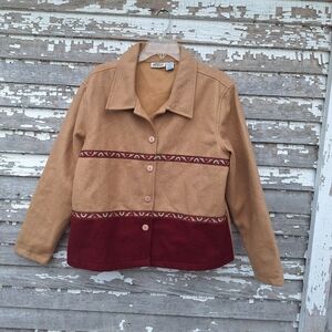 Vtg Collections Etc Wool Shirt Jacket Womens Large Short Aztec Western Bohemian